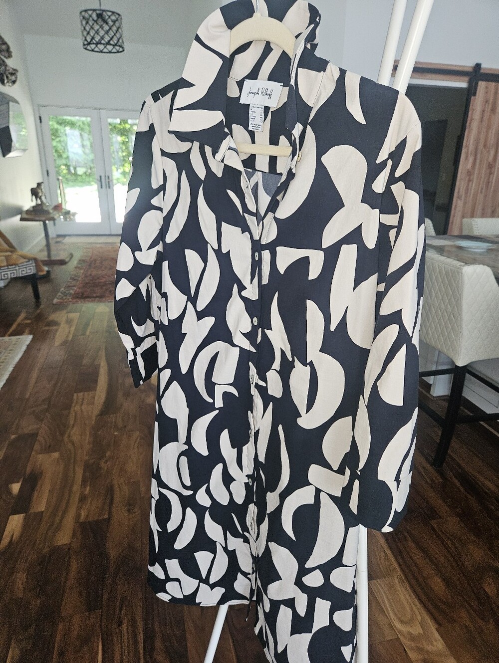Joseph Ribkoff Black and Cream Abstract Shirt Dress
